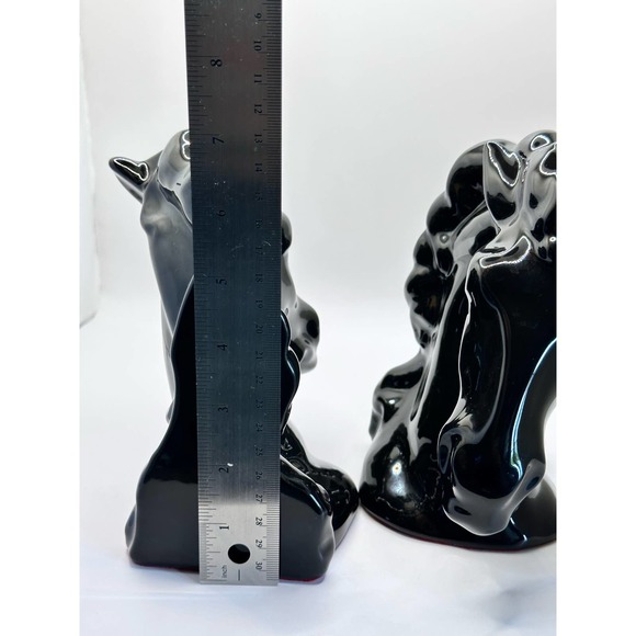 Mid Century Modern Glossy Ceramic Black Horse Head Bookends - Picture 11 of 13